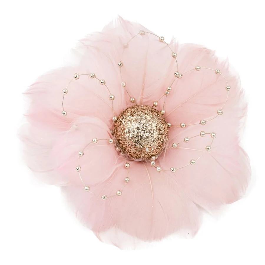 MagicHome karácsonyi virág, pelyhes, rózsaszín 12 x 12 x 6 cm