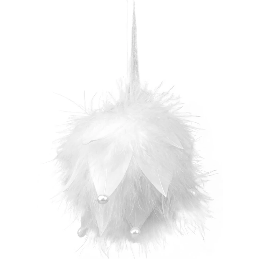 MagicHome karácsonyi dekoráció, pelyhes gömb, fehér, 10 x 10 x 9 cm