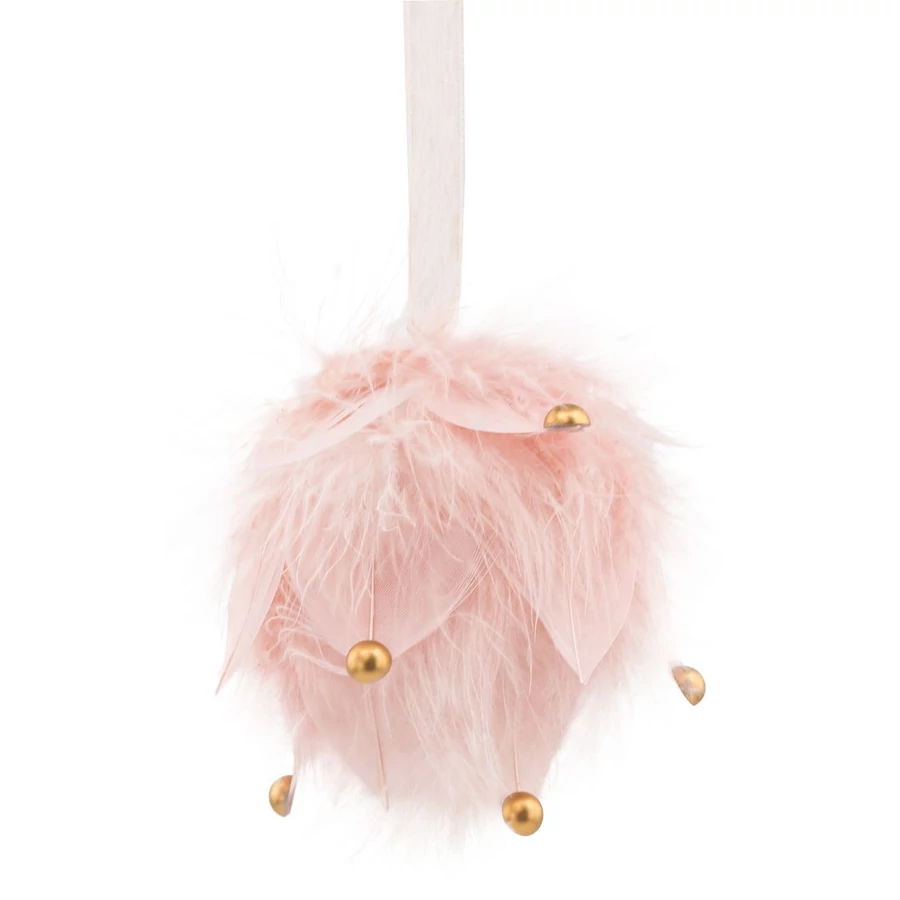 MagicHome karácsonyi dekoráció, pelyhes gömb, rózsaszín, 10 x 10 x 9 cm