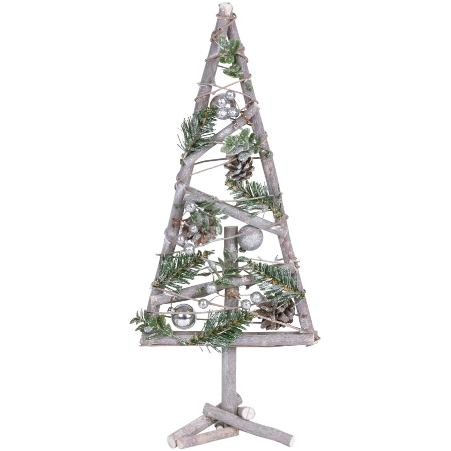 Karácsonyfa MagicHome Karácsony, fa, ezüst gömbökkel, 20 x 3 x 47 cm