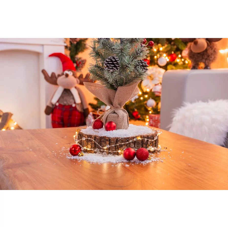 Fényfüzér MagicHome Karácsony Pearl, 20 m LED meleg fehér, gyöngyökkel, 2x AA, egyszerű világítás, megvil