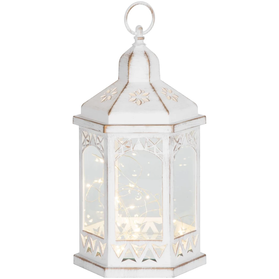 MagicHome Morocco karácsonyi lámpa, 30 m LED, fehér, 3x AAA, műanyag, időzítő, 18 x 15 x 32 cm