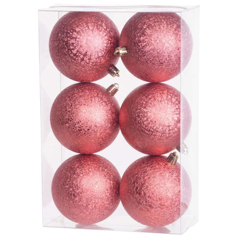 MagicHome karácsonyi gömbök, 6 db, piros, karácsonyfára, 8 cm