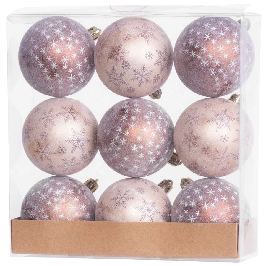 MagicHome karácsonyi gömbök, 9 db, bronz, matt, dekorációval, karácsonyfára, 6 cm