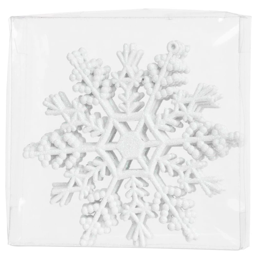 MagicHome karácsonyi dísz, 6 db, hópehely, fehér, karácsonyfára, 12 cm