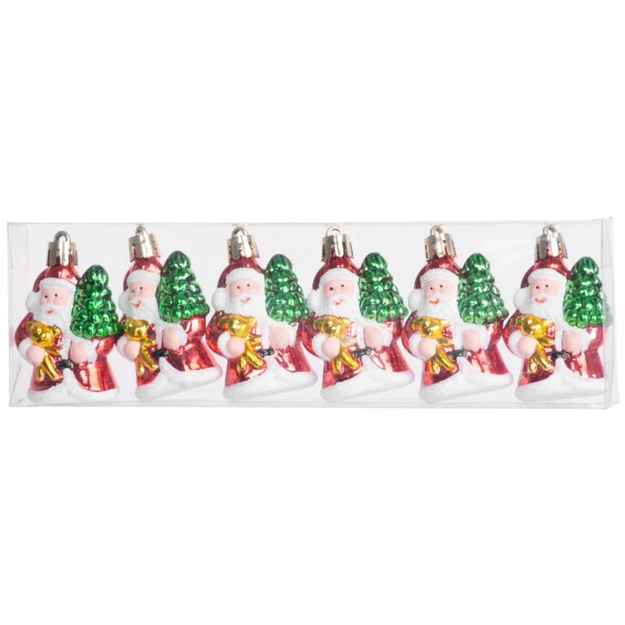 MagicHome karácsonyi dísz, 6 db, Mikulás, karácsonyfára, 6 cm