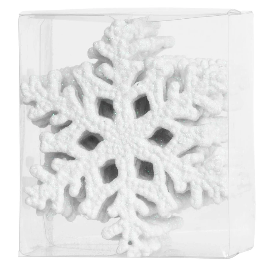 MagicHome karácsonyi dísz, 12 db, hópehely, fehér, karácsonyfára, 10 cm