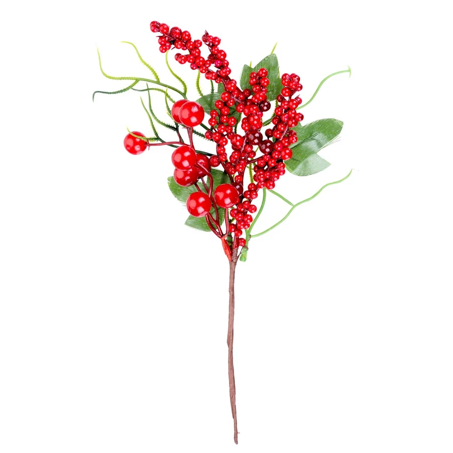 MagicHome karácsonyi ág, bogyókkal, piros, 32 cm