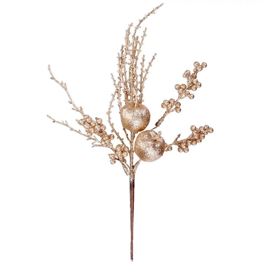 MagicHome karácsonyi ág, almával, arany, 32 cm