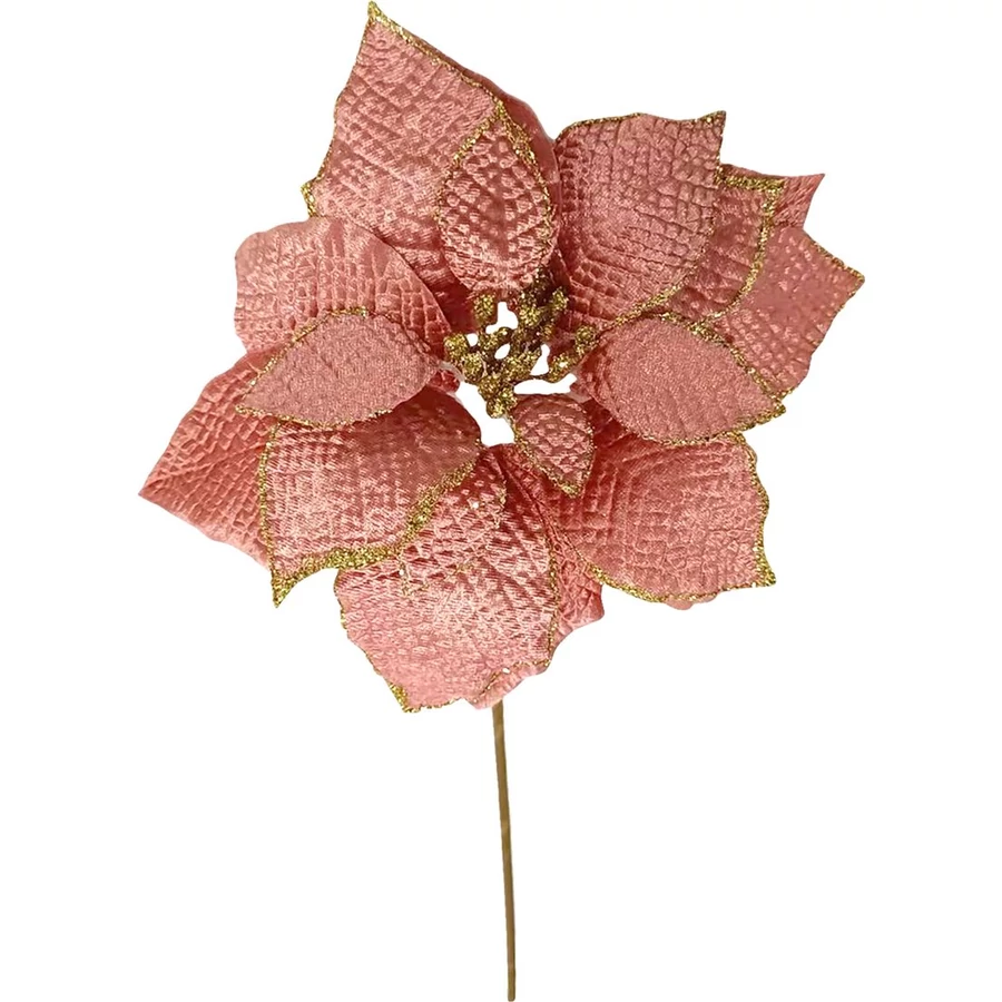 MagicHome karácsonyi virág, Poinsettia, rózsaszín, szár, virágméret: 35 cm