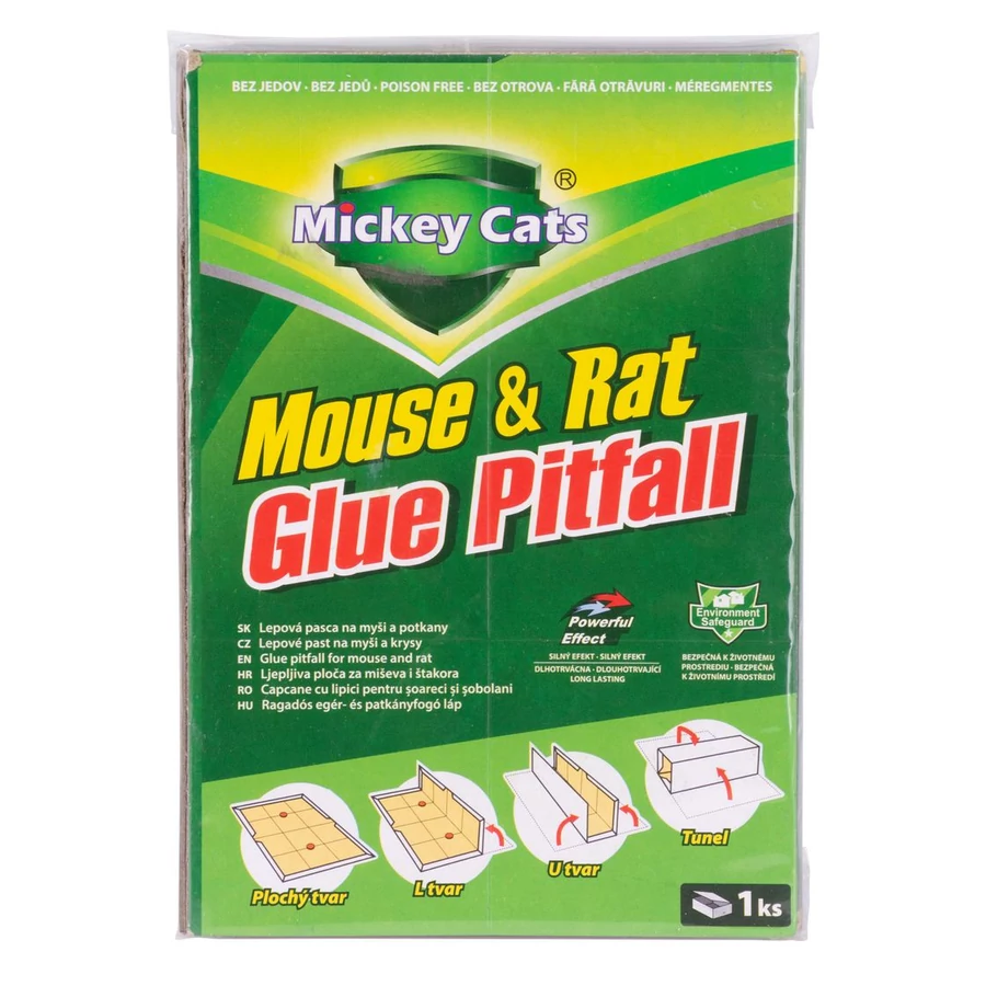 Deszka Mickey Cats, 19x13 cm, ragasztós egerekre és patkányokra, Poison-Free