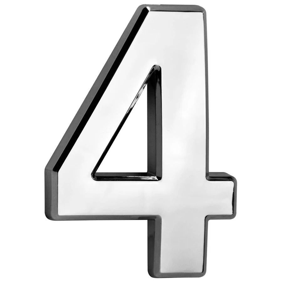 MagicHome '4' házszám, ragasztószalaggal, ezüst, 70 x 100 mm, ABS