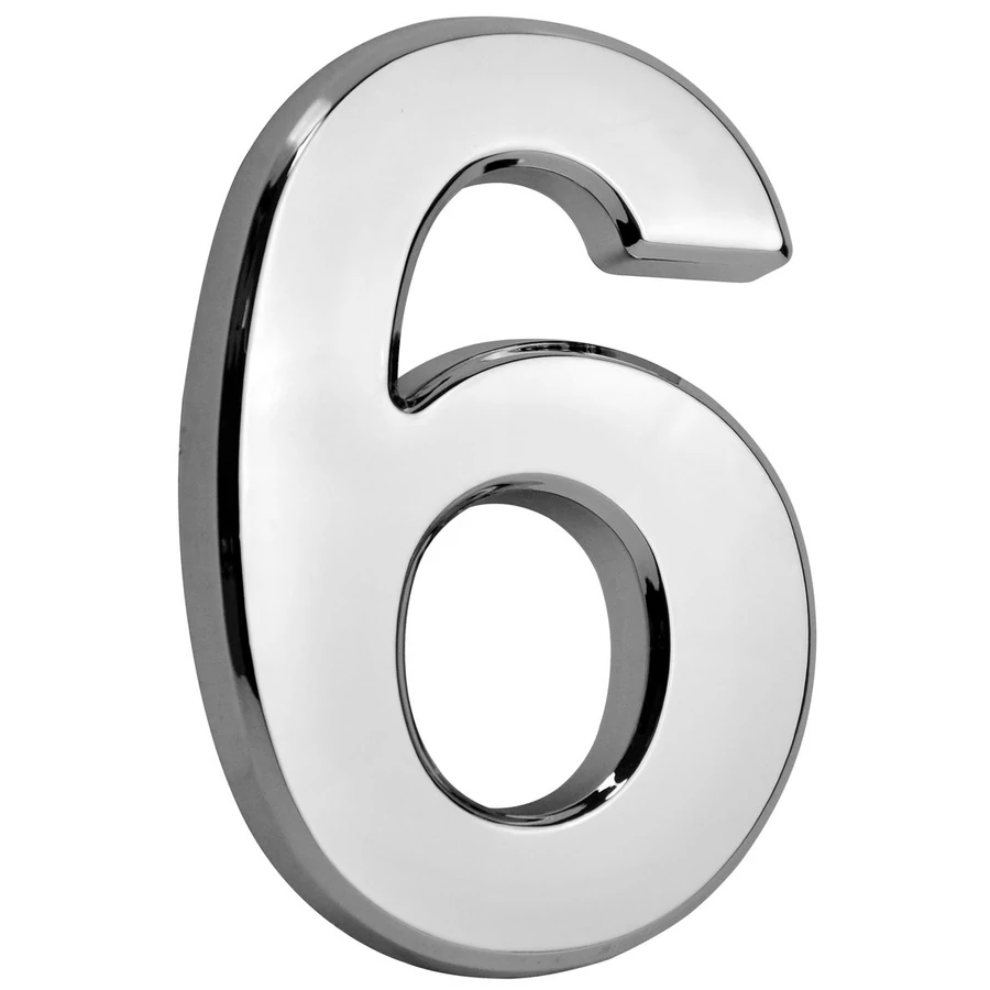 MagicHome '6' házszám, ragasztószalaggal, ezüst, 70 x 100 mm, ABS