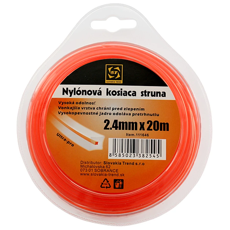 DualCut DBQ fűnyíró damil 2,4 mm, 20 m, négyszög