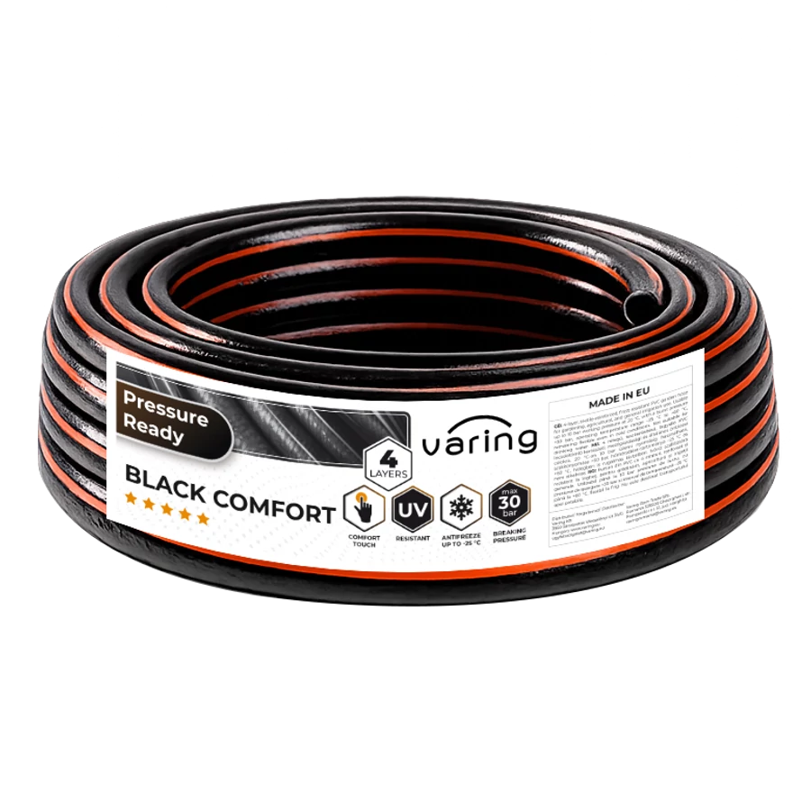 Locsolótömlő VARING BLACK COMFORT, 4 rétegű, 1/2", 25m