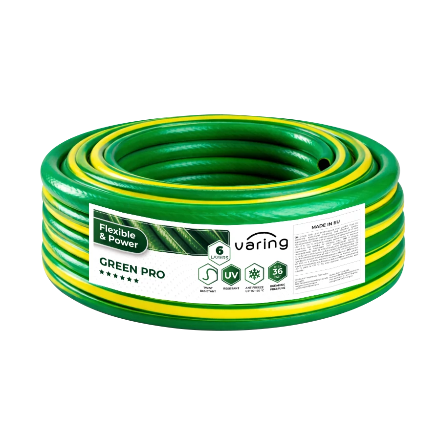 Locsolótömlő VARING GREEN PRO, 6 rétegű, 1/2", 25m