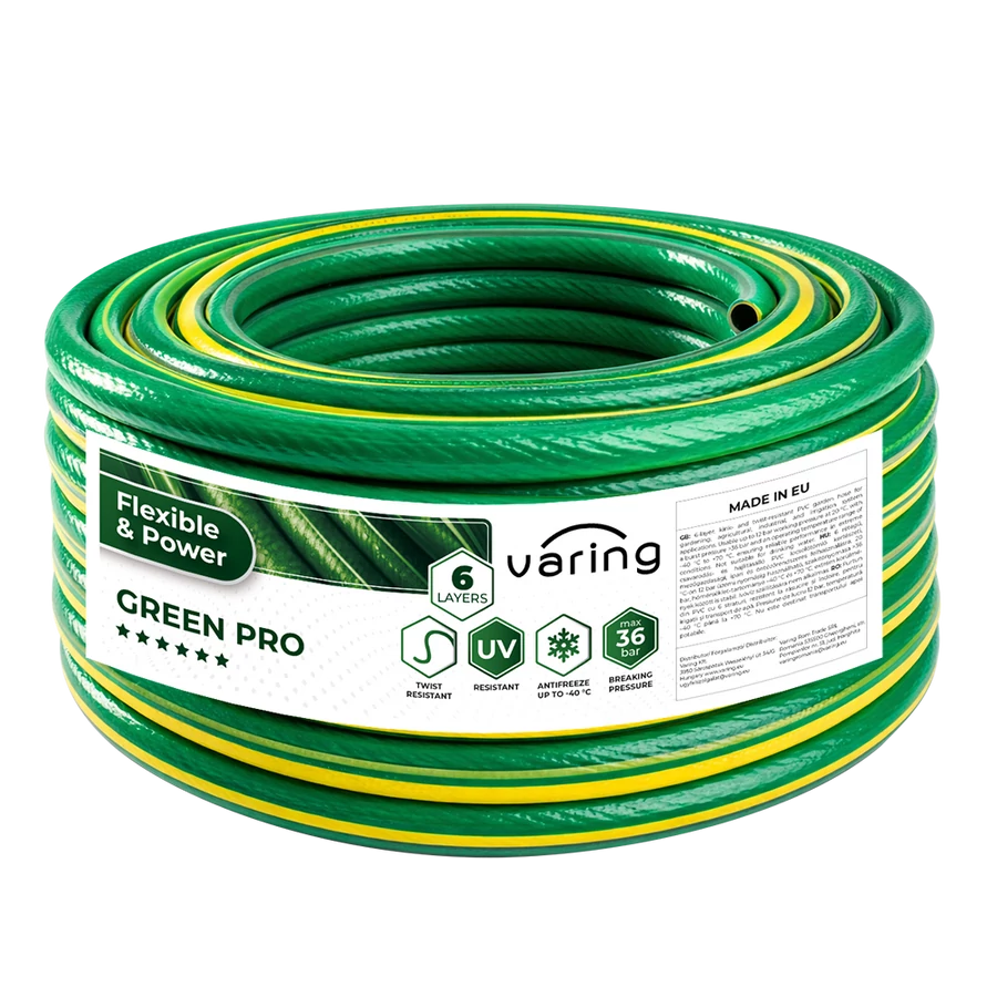 Locsolótömlő VARING GREEN PRO, 6 rétegű, 3/4", 25m