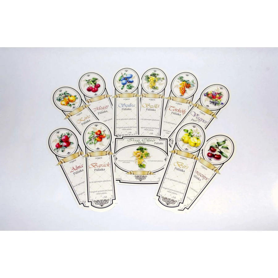 Pálinkás címke bordói üveghez Alma 10db-os